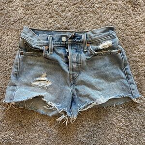 Levi's Blue Distressed Jean Shorts